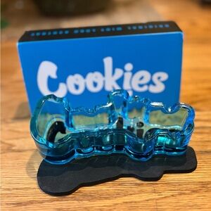 420 Cookies Blue Black Glass Ashtray